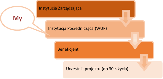 Schemat zależności między Instytucjami, Beneficjentami a Uczestnikami
